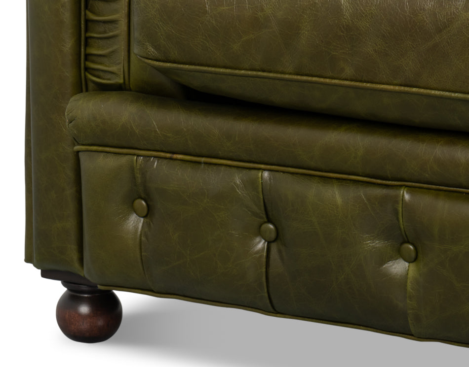 Savile Leather Sofa, Green by Sarreid Ltd - view 10
