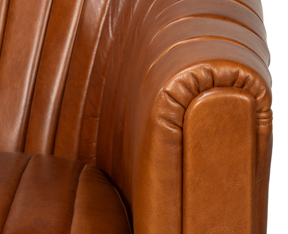 Essex Swivel Chair, Havana Brown Leather by Sarreid Ltd - view 11