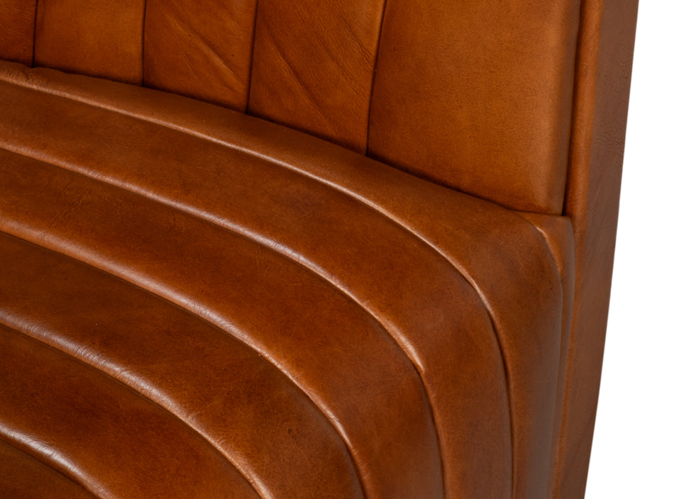 Essex Swivel Chair, Havana Brown Leather by Sarreid Ltd - view 6