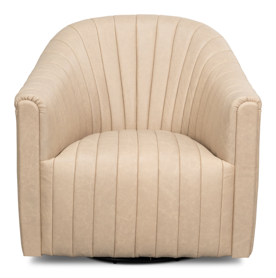 Essex Swivel Chair, Cappucino White by Sarreid Ltd - view 2