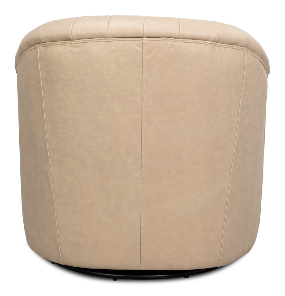 Essex Swivel Chair, Cappucino White by Sarreid Ltd - view 4