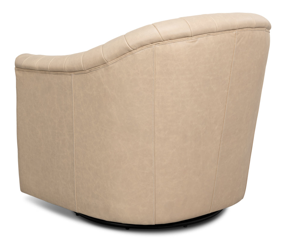 Essex Swivel Chair, Cappucino White by Sarreid Ltd - view 5