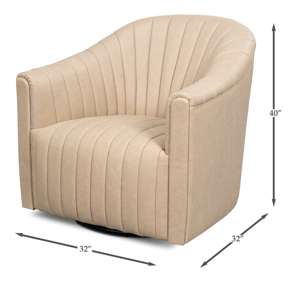 Essex Swivel Chair, Cappucino White by Sarreid Ltd - view 7