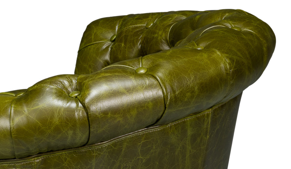 Bastian Armchair, Britain Green Leather by Sarreid Ltd - view 8