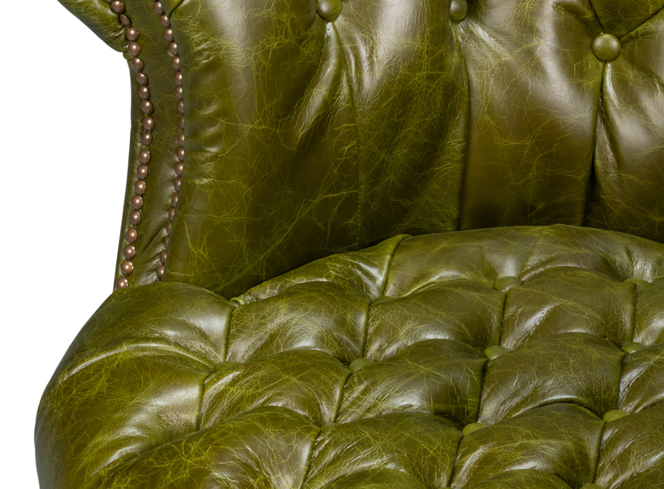 Bastian Armchair, Britain Green Leather by Sarreid Ltd - view 9