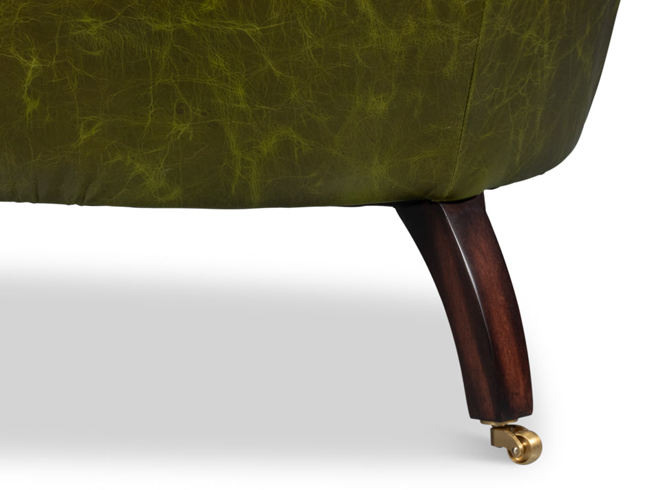Bastian Armchair, Britain Green Leather by Sarreid Ltd - view 12