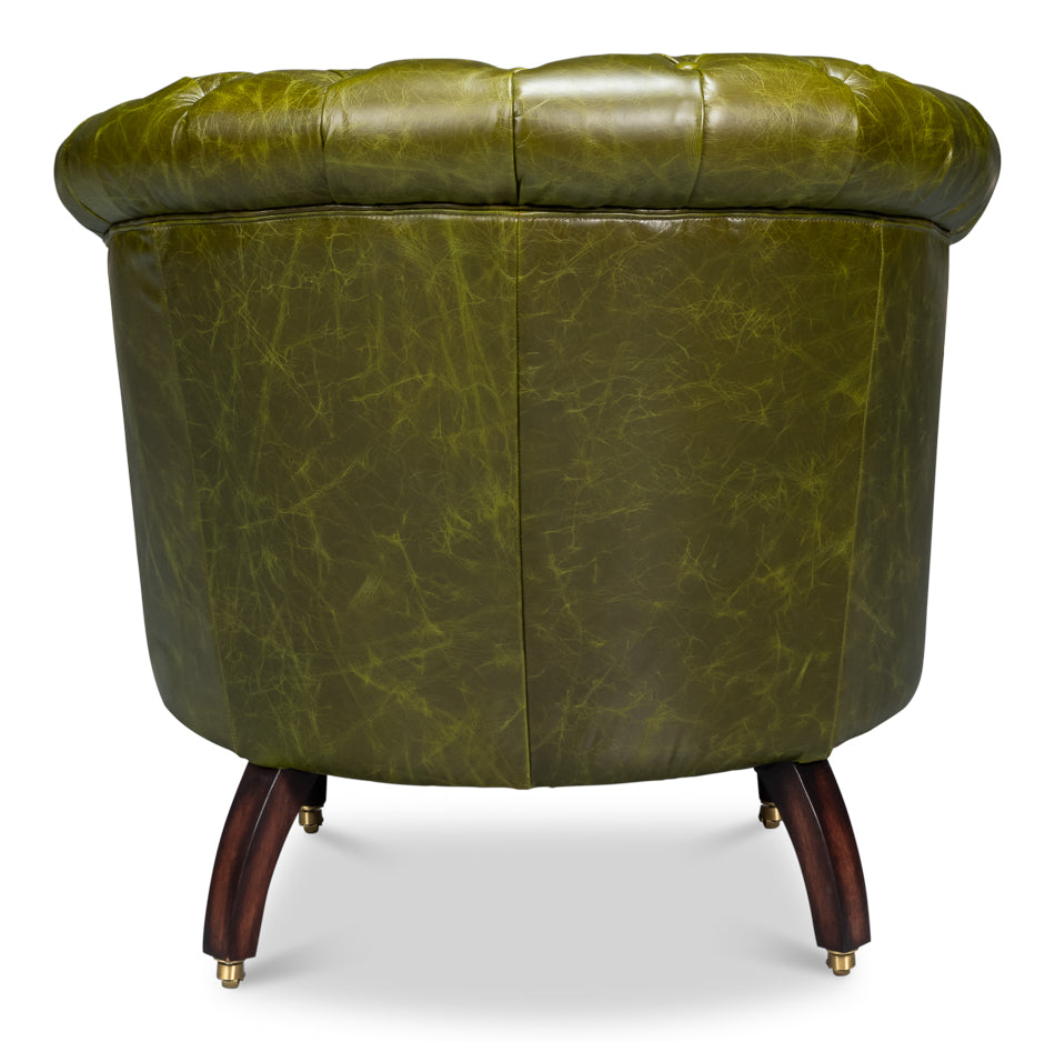 Bastian Armchair, Britain Green Leather by Sarreid Ltd - view 4