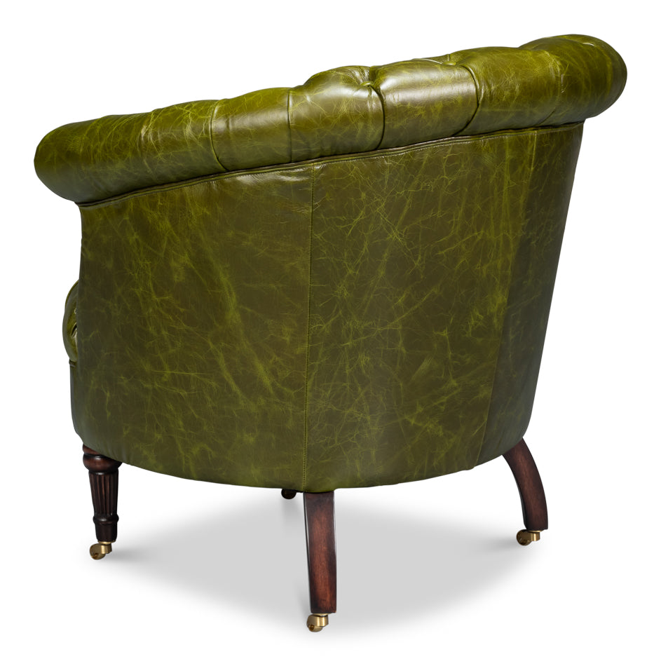 Bastian Armchair, Britain Green Leather by Sarreid Ltd - view 5