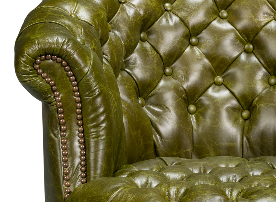 Bastian Armchair, Britain Green Leather by Sarreid Ltd - view 6