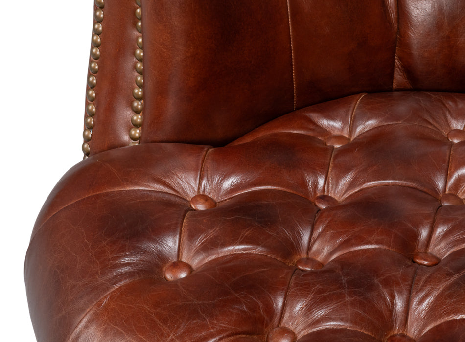 Bastian Armchair, Newark Brown Leather by Sarreid Ltd - view 9