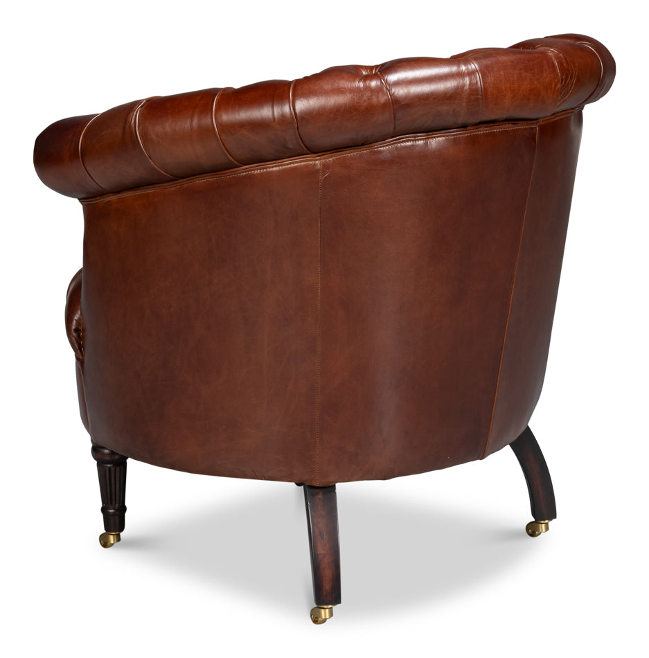 Bastian Armchair, Newark Brown Leather by Sarreid Ltd - view 5