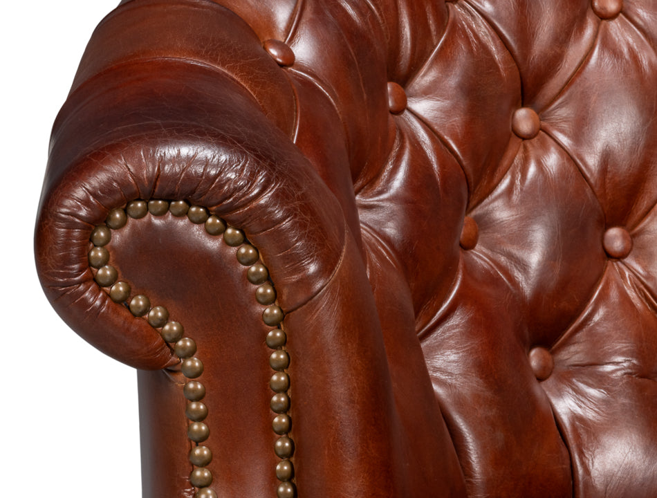 Bastian Armchair, Newark Brown Leather by Sarreid Ltd - view 6