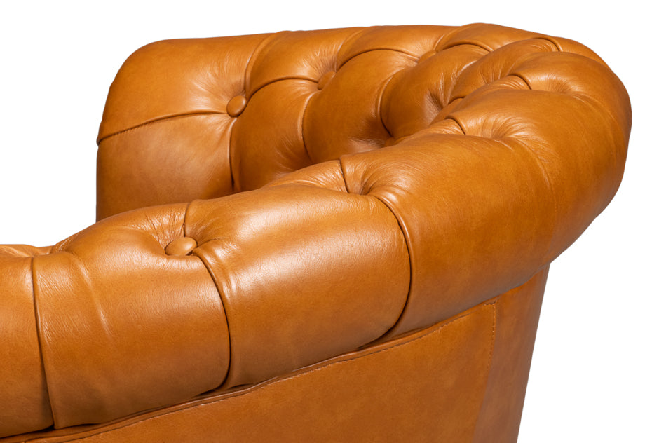 Bastian Armchair, Tan Brown Leather by Sarreid Ltd - view 8