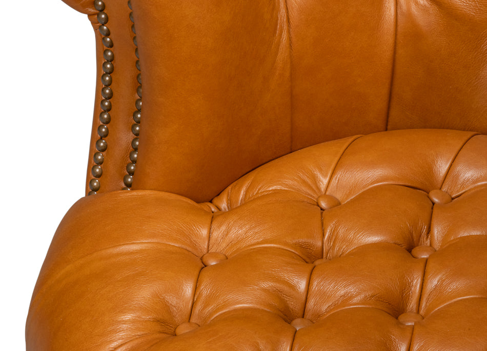 Bastian Armchair, Tan Brown Leather by Sarreid Ltd - view 9