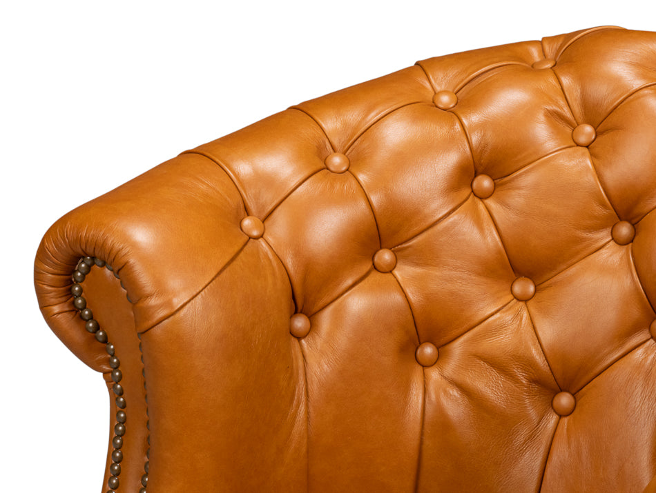 Bastian Armchair, Tan Brown Leather by Sarreid Ltd - view 10