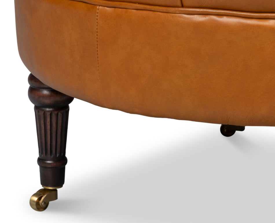 Bastian Armchair, Tan Brown Leather by Sarreid Ltd - view 11