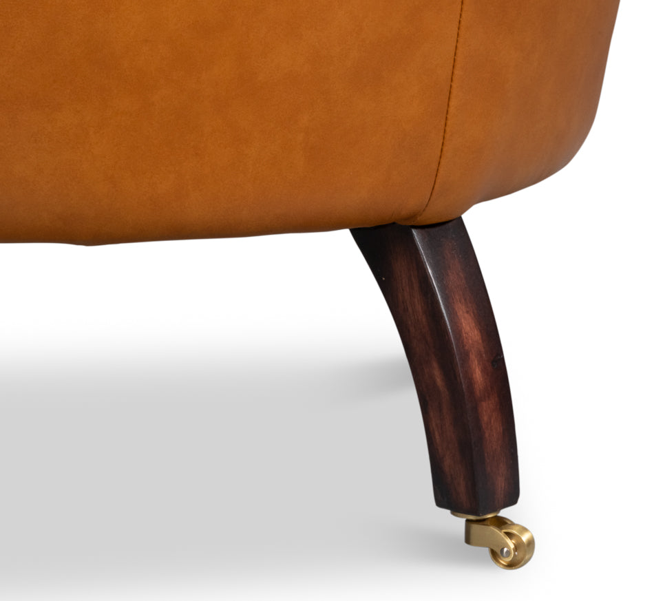 Bastian Armchair, Tan Brown Leather by Sarreid Ltd - view 12