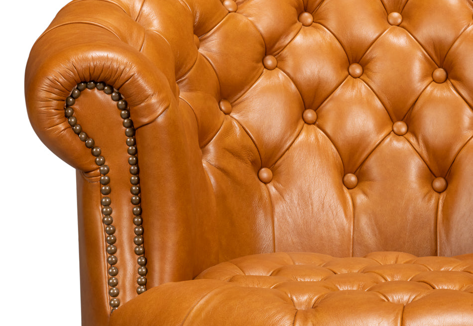Bastian Armchair, Tan Brown Leather by Sarreid Ltd - view 6