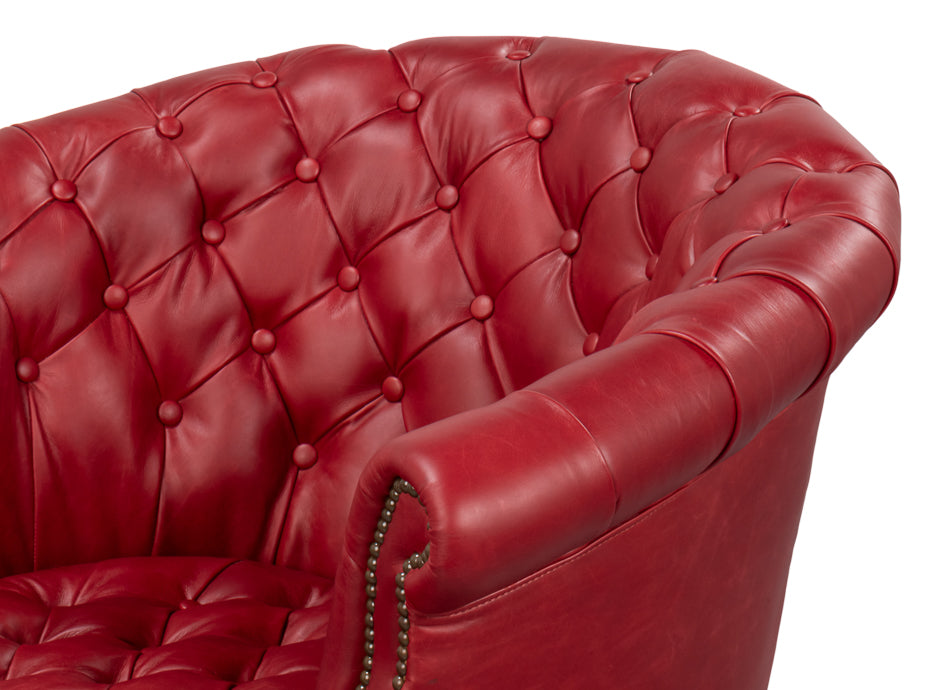 Bastian Armchair, New Rouge Leather by Sarreid Ltd - view 8