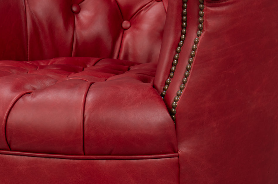 Bastian Armchair, New Rouge Leather by Sarreid Ltd - view 9