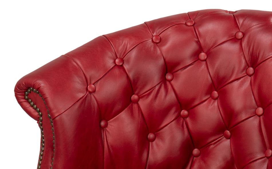 Bastian Armchair, New Rouge Leather by Sarreid Ltd - view 10