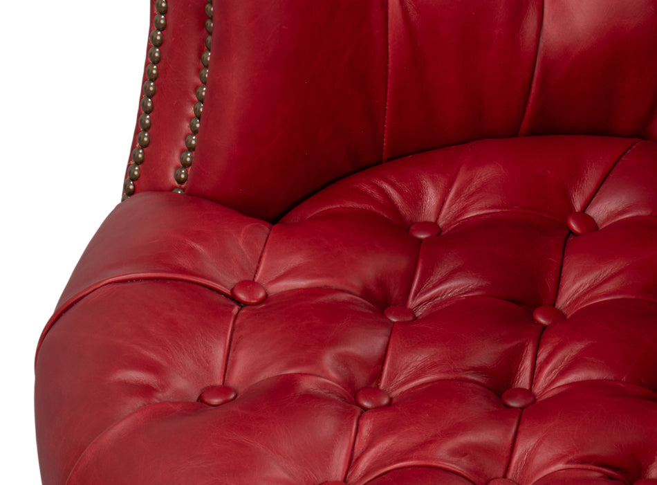 Bastian Armchair, New Rouge Leather by Sarreid Ltd - view 11