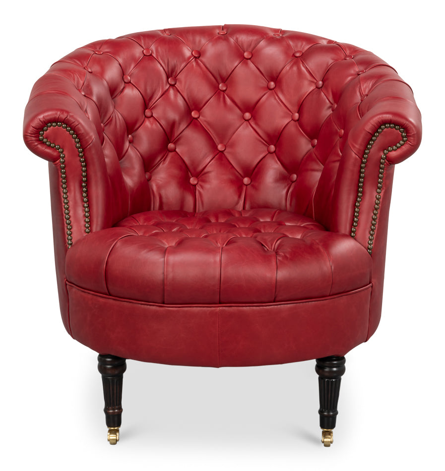 Bastian Armchair, New Rouge Leather by Sarreid Ltd - view 2