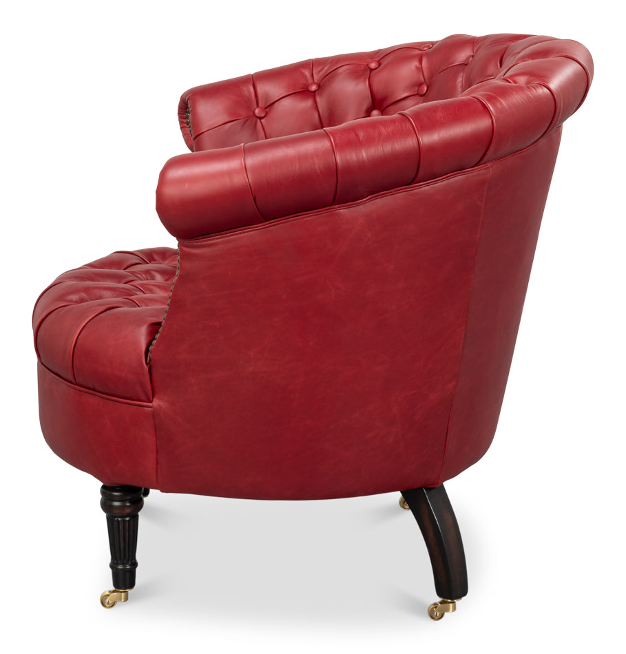 Bastian Armchair, New Rouge Leather by Sarreid Ltd - view 3