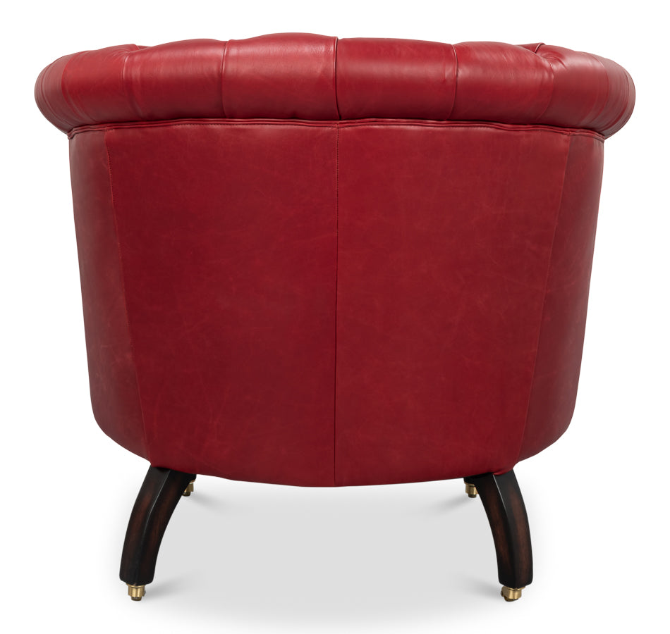 Bastian Armchair, New Rouge Leather by Sarreid Ltd - view 4