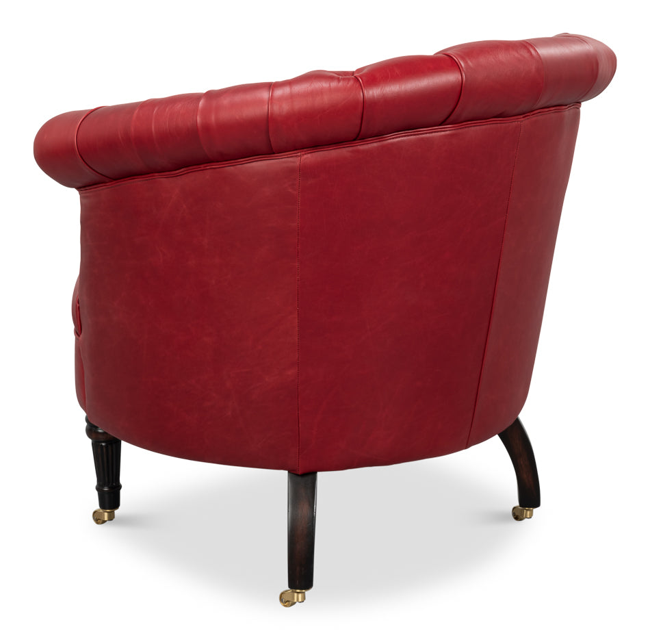 Bastian Armchair, New Rouge Leather by Sarreid Ltd - view 5