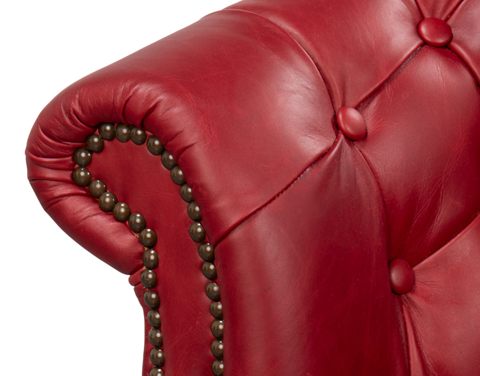 Bastian Armchair, New Rouge Leather by Sarreid Ltd - view 6
