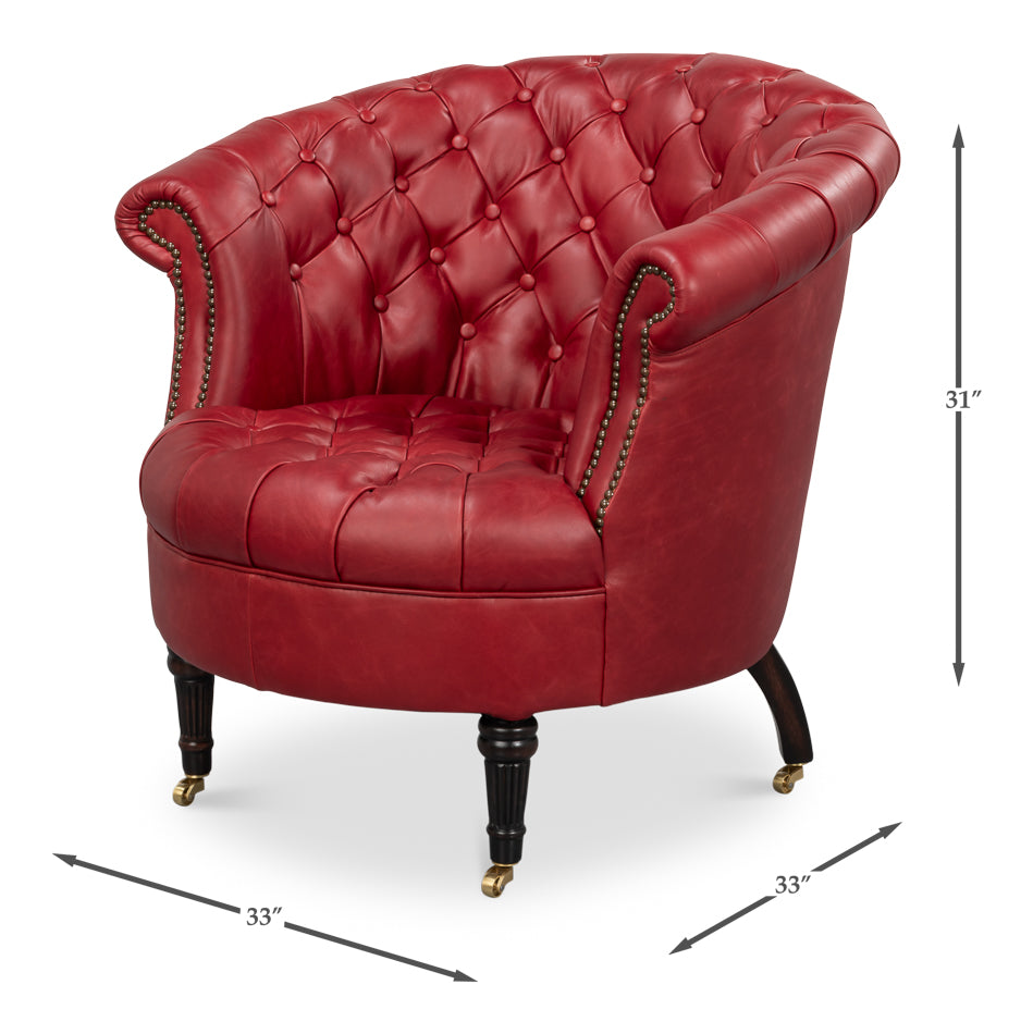 Bastian Armchair, New Rouge Leather by Sarreid Ltd - view 7