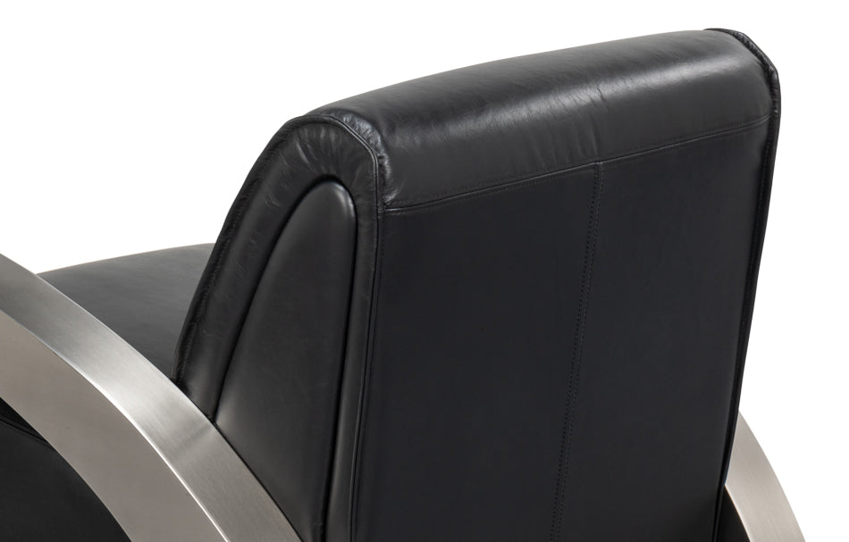 Carlisle Armchair, Leather,Onyx Black by Sarreid Ltd - view 8