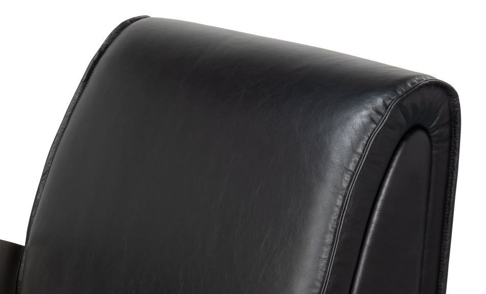 Carlisle Armchair, Leather,Onyx Black by Sarreid Ltd - view 9