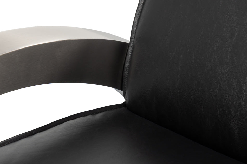 Carlisle Armchair, Leather,Onyx Black by Sarreid Ltd - view 10