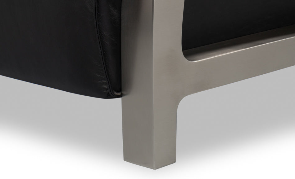 Carlisle Armchair, Leather,Onyx Black by Sarreid Ltd - view 11