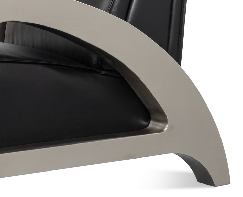 Carlisle Armchair, Leather,Onyx Black by Sarreid Ltd - view 12