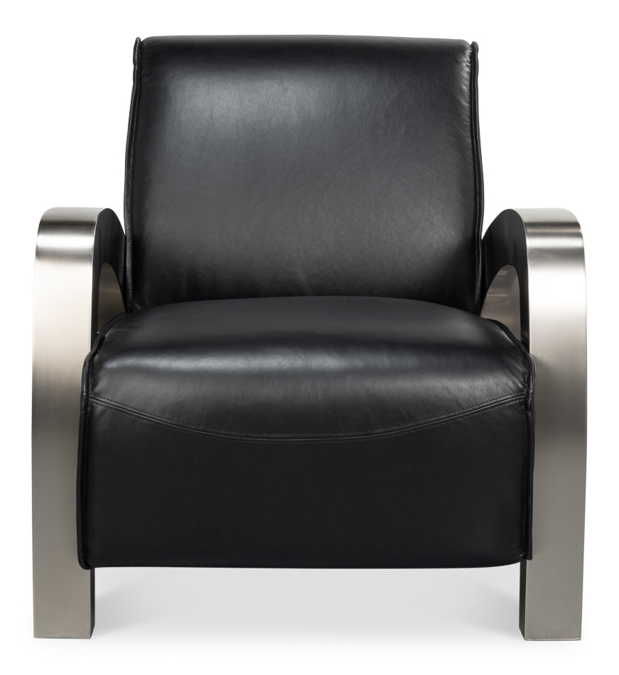 Carlisle Armchair, Leather,Onyx Black by Sarreid Ltd - view 2