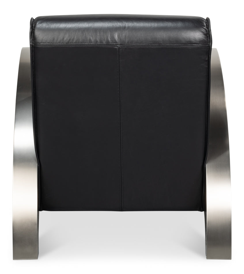 Carlisle Armchair, Leather,Onyx Black by Sarreid Ltd - view 4