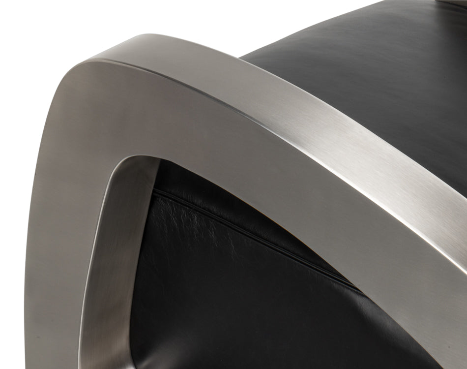 Carlisle Armchair, Leather,Onyx Black by Sarreid Ltd - view 6