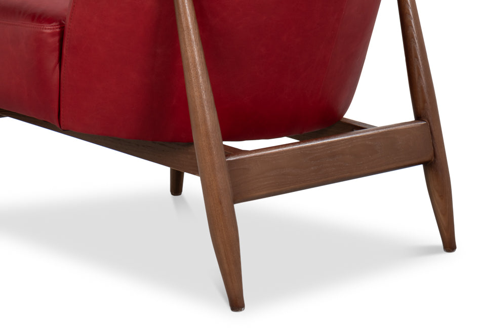 Pindar Armchair, Leather, New Rouge,Red by Sarreid Ltd - view 8