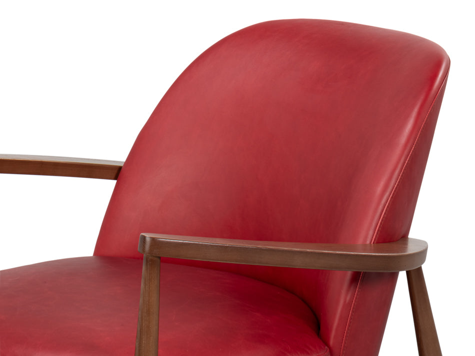 Pindar Armchair, Leather, New Rouge,Red by Sarreid Ltd - view 10