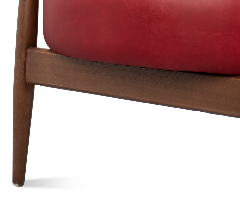 Pindar Armchair, Leather, New Rouge,Red by Sarreid Ltd - view 11