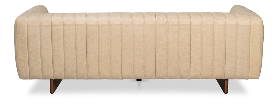 Denys Leather Sofa, Cappuccino White by Sarreid Ltd - view 8