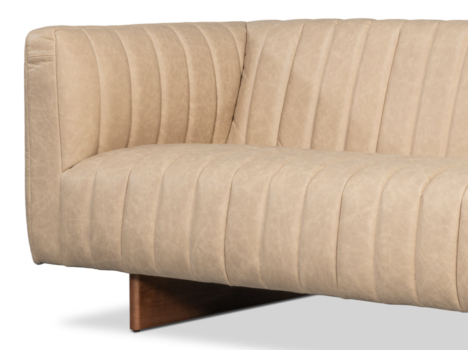 Denys Leather Sofa, Cappuccino White by Sarreid Ltd - view 9