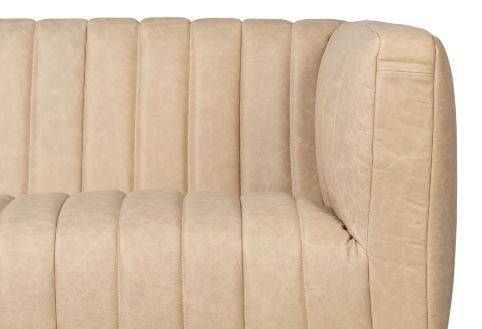 Denys Leather Sofa, Cappuccino White by Sarreid Ltd - view 10