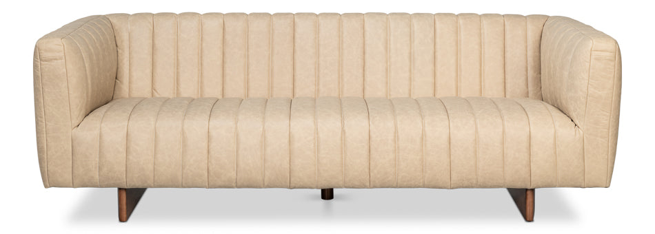 Denys Leather Sofa, Cappuccino White by Sarreid Ltd - view 2