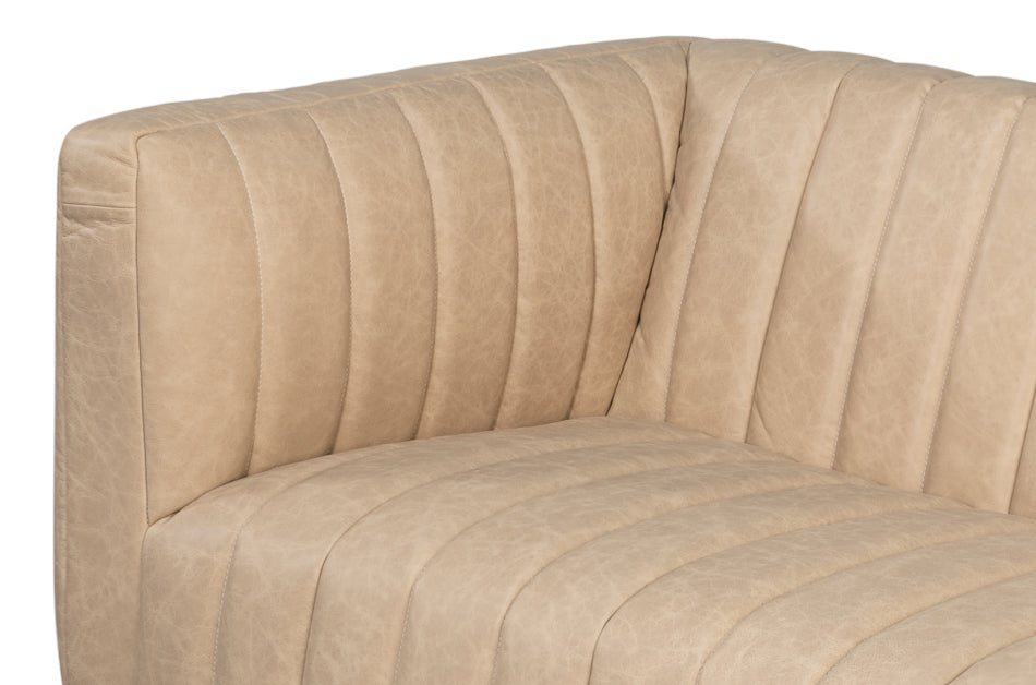 Denys Leather Sofa, Cappuccino White by Sarreid Ltd - view 4