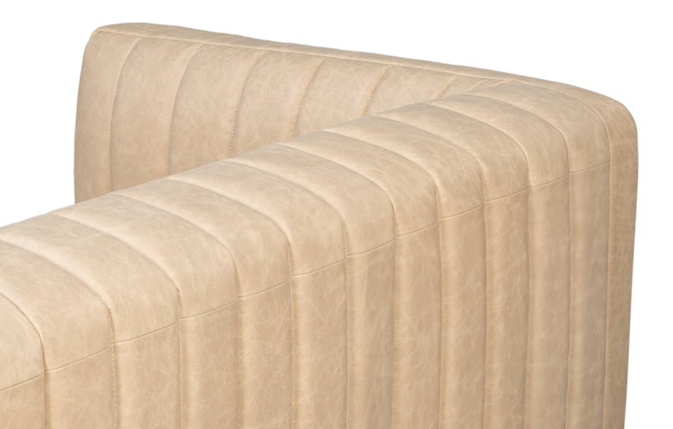 Denys Leather Sofa, Cappuccino White by Sarreid Ltd - view 6