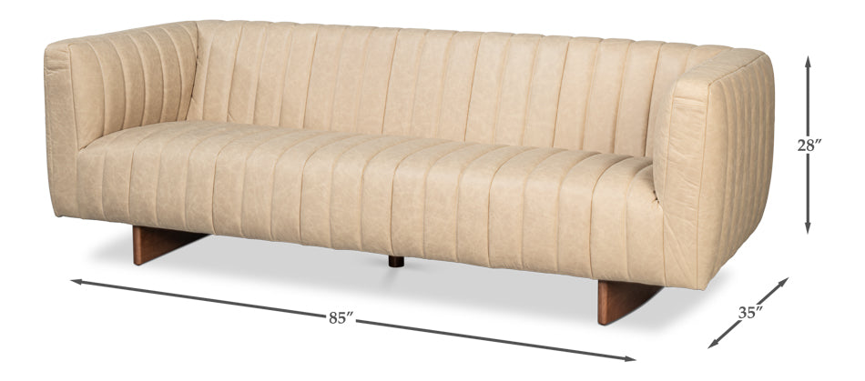 Denys Leather Sofa, Cappuccino White by Sarreid Ltd - view 7